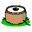 Pixel art of a round tan plug-in mosquito trap with a black funnel in its white top