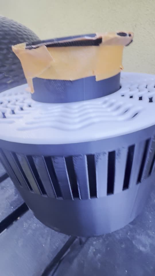 Looking down into the mesh funnel